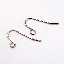 Stainless Steel Color 316L Surgical Stainless Steel Earring Hooks, Ear Wire, with Horizontal Loop, Stainless Steel Color, 12x19mm, Hole: 2mm, 20 Gauge, Pin: 0.8mm