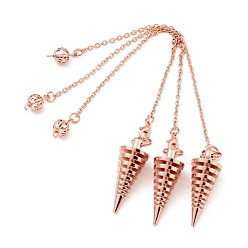 Rose Gold Brass Cable Chain Coil Dowsing Pendulums, Spiral Pendulum, with Alloy Lobster Claw Clasps, Cadmium Free & Lead Free, Spiral Cone, Rose Gold, 223~245mm, Hole: 1.5~2mm