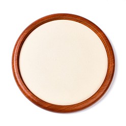 Antique White Flat Round Wood Pesentation Jewelry Display Tray, Covered with Microfiber, Coin Stone Organizer, Antique White, 26.3x1.9cm