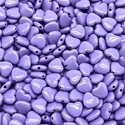 Medium Purple Opaque Acrylic Beads, Heart, Medium Purple, 9mm, 50pcs/bag