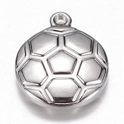 Stainless Steel Color 304 Stainless Steel Charms, 
FootBall/Soccer Ball, Stainless Steel Color, 15.5x12x3.5mm, Hole: 1mm