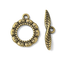 Bronze Antique Fermoirs T de style tibétain , anneau plat, sans cadmium et sans nickel et sans plomb, bronze antique, 24x17x2mm, Trou: 2mm