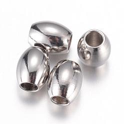 Stainless Steel Color 304 Stainless Steel Beads, Barrel, Stainless Steel Color, 7.5x6mm, Hole: 3mm