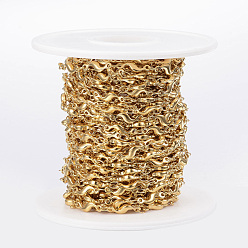 Золотой Ионное покрытие (ip) 304 прутковые цепи из нержавеющей стали, пайки, с катушкой, золотые, 11.5x3.5x2 мм, около 32.8 футов (10 м) / рулон
