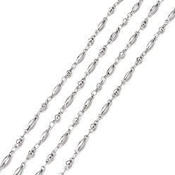 Stainless Steel Color 304 Stainless Steel Link Chains, Soldered, Decorative Ball Bead Chain, with Oval Connector, Stainless Steel Color, 2.5mm