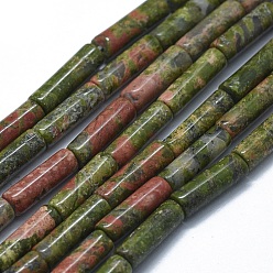 Unakite Natural Unakite Beads Strands, Column, 11~15x3.5~4.5mm, Hole: 1~1.2mm, about 28~30pcs/strand, 15.1~15.9 inch(38.5~40.5cm)