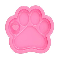 Hot Pink Cat Paw Print DIY Pendant Silicone Molds, for Keychain Making, Resin Casting Molds, For UV Resin, Epoxy Resin Jewelry Making, Hot Pink, 77x78x7mm
