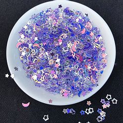 Lilac Heart/Star/Moon/Shell PVC Nail Art Glitter Sequins Chip, UV Resin Filler, for Epoxy Resin Slime Jewelry Making, Lilac, Package Size: 130x80mm