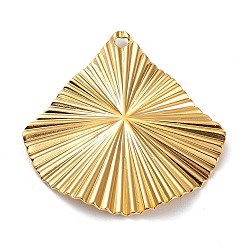 Real 18K Gold Plated Ion Plating(IP) 304 Stainless Steel Pendants, Fan Charm, Real 18K Gold Plated, 31.5x30x2mm, Hole: 1.6mm