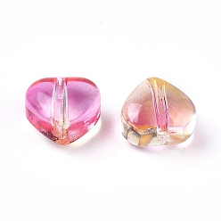 Flamant Perles en verre electroplate, cœur, flamant, 5.5x6x3.7mm, Trou: 0.8mm