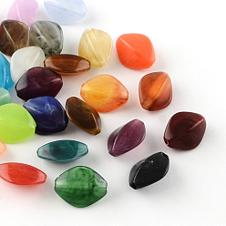 Couleur Mélangete Losanges perles acryliques imitation de pierres précieuses, couleur mixte, 16.5x13x8mm, trou: 2 mm, environ 700 pcs / 500 g