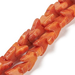 Rouge Orange Chapelets de perles howlite naturelles , teindre, papillon, rouge-orange, 9.5x10x3.8~4.3mm, Trou: 0.7mm, Environ 48~54 pcs/chapelet, 13.90''~14.57'' (35.3~37 cm)