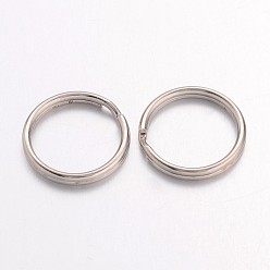 Platinum Iron Split Key Rings, Double Loops Jump Rings, Platinum, 16x2mm, Inner Diameter: 14.5mm
