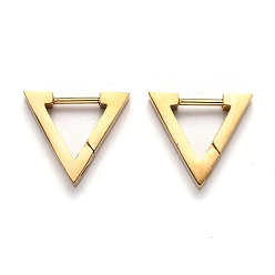 Golden 304 Stainless Steel Triangle Huggie Hoop Earrings, Golden, 13x14.5x3mm, Pin: 1mm