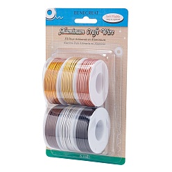 Mixed Color BENECREAT Matte Round Aluminum Wire, Mixed Color, 12 Gauge, 2mm, 5.8m/roll, 6 colors, 1roll/color, 6rolls/set