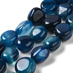 Bleu Acier Pierre gemme agate naturelle, teints et chauffée, nuggets, pierre tombée, bleu acier, 14~15x10~14x8~9.5mm, Trou: 1.6mm, Environ 12~13 pcs/chapelet, 7.09~7.48'' (18~19 cm)