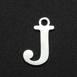 Letter J 201 charmes en acier inoxydable, Coupe au laser, lettre, couleur inox, letter.j, 12x7x1mm, Trou: 1.5mm