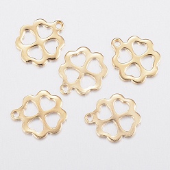 Golden 201 Stainless Steel Charms, Clover, Golden, 12x11x0.8mm, Hole: 1.2mm