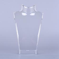 Clear Organic Glass Necklace & Earring Standing Bust Displays, Clear, 135x64x210mm