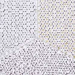(52) Непрозрачная лаванда 1080 шт 3 цвета покрытия акриловых бусин, металла обвитые, cmешанные буквы, плоско-круглые, разноцветные, 7x4 мм, отверстие : 1.8 мм, о 360шт / цвет