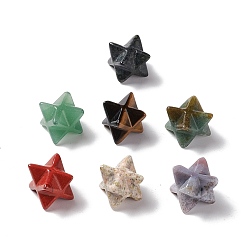 Mixed Stone Natural Gemstone Beads, No Hole, Carved, Merkaba Star, 13x13.5mm