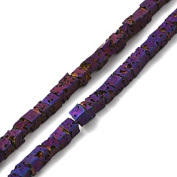 С Фиолетовым Покрытием Гальванические бусины из натуральной лавы, квадратный, с фиолетовым покрытием, 2.5x2.5x2.5 мм, отверстие : 0.8 мм, около 158 шт / нитка, 16.14'' (41 см)