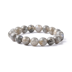 Labradorite Stretchy Gemstone Bracelets, Labradorite, Grade A, with Elastic Cord, Beads: 6mm, 48~55mm inner diameter