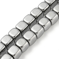Plaqué Gris Brins de perles d'hématite non magnétiques synthétiques galvanisées, cube, platinée, 8~8.2x7.9~8.2x7.9~8.2mm, Trou: 1mm, Environ 49 pcs/chapelet, 15.94'' (40.5 cm)