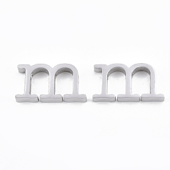 Letter M 304 Stainless Steel Pendants, Stainless Steel Color, Letter, Letter.M, 12x22x3mm, Hole: 1.8mm