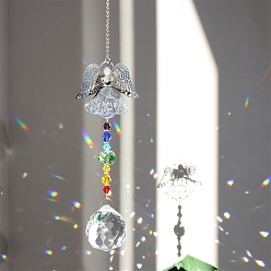 Angel & Fairy Décorations de pendentif en cristal, avec les accessoires en métal, Pour la maison, décor de jardin, ange et fée, 300~400mm