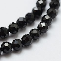 Spinelle Naturelles perles de spinelles noires brins, facette, ronde, 4mm, Trou: 0.5mm, Environ 103 pcs/chapelet, 15.35 pouce (39 cm)