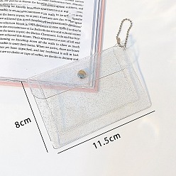 Clear PVC Glitter Card Purse Keychain, with Ball Chains and Snap Button, Card Bag, Clear, 80x115mm