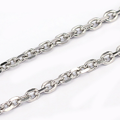 Couleur Acier Inoxydable 304 chaînes de câbles en acier inoxydable, chaînes de coupe de diamant, non soudée, facette, ovale, couleur inox, 1.2mm, lien: 4.5x1.2x5.6 mm