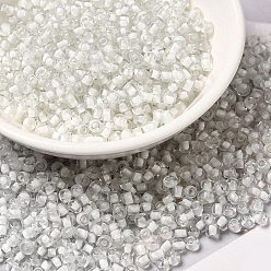 White 8/0 Transparent Glass Seed Beads, Inside Colours, Round Hole, Round, White, 3~3.5x2mm, Hole: 1~1.2mm, about 450g/bag
