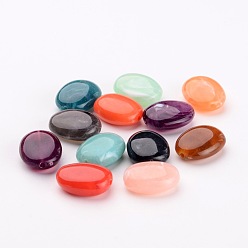 Mixed Color Acrylic Beads, Imitation Gemstone Style, Oval, Mixed Color, 19mm long, 15mm wide, 7.5mm thick, hole: 2mm, about 344pcs/500g