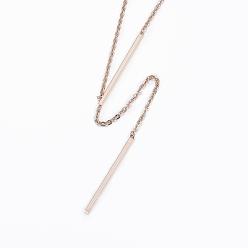 Rose Gold 304 Stainless Steel Chain Necklaces, with Lobster Claw Clasps, Strip, Rose Gold, 28.7 inch(73cm), 1.5mm