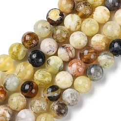 Opale Jaune Jaunes naturelles perles d'opale brins, Grade b, ronde, 8mm, Trou: 1mm, Environ 46~47 pcs/chapelet, 15.28'' (38.8 cm)