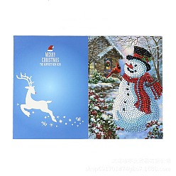 Снеговик Наборы поздравительных открыток с алмазной росписью своими руками, включая бумажную карту, бумажный конверт, смола стразы, алмазная липкая ручка, поднос тарелка и клей глина, снеговик, бумага: 180x260 мм, 1 PC
