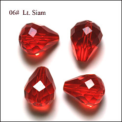 Roja Imitación perlas de cristal austriaco, aaa grado, facetados, gota, rojo, 8x10 mm, agujero: 0.9~1 mm