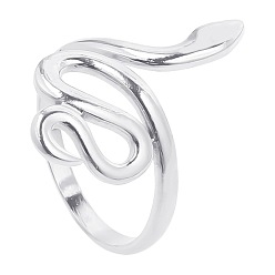 Stainless Steel Color 201 Stainless Steel Snake Wrap Open Cuff Ring for Women, Stainless Steel Color, US Size 8(18.1mm)