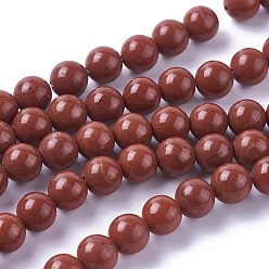 Jaspe Rouge Rouge naturel perles de jaspe brins, ronde, Grade a, rouge, 6mm, Trou: 1mm, Environ 65 pcs/chapelet, 15.5 pouce