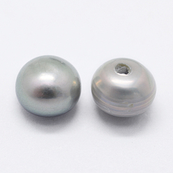 Light Grey Natural Cultured Freshwater Pearl Beads, Grade 3A, Half Drilled, Rondelle, Dyed, Light Grey, 5x4mm, Hole: 0.8mm, about 160pcs/board