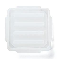 White DIY Doily/Pedestal Silicone Molds, for Cup Mat Making, Resin Casting Molds, For UV Resin, Epoxy Resin Jewelry Making, Square, White, 13.3x13.3x2.85cm, Inner Diameter: 12.8x12.8cm