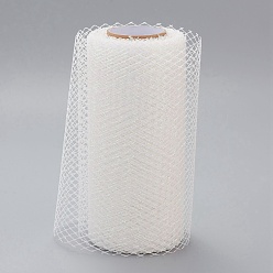 White Glitter Deco Mesh Ribbons, Tulle Fabric, Rhombus Mesh Tulle Fabric, for Wedding Party Decoration, Skirts Decoration Making, White, 5.86~5.94 inch(14.9~15.1cm),  10yards/roll