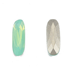 Chrysolite K9 Glass Rhinestone Cabochons, Pointed Back & Back Plated, Faceted, Oval, Chrysolite, 15x5x3mm