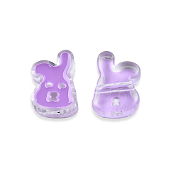 Medium Purple Transparent Acrylic Enamel Beads, Rabbit, Medium Purple, 24x17x8mm, Hole: 3.5mm