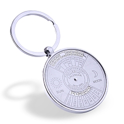 Silver Zine Alloy Decompress Keychain, Flat Round, Silver, 9.3x3.6cm