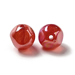 Rouge Perles acryliques transparentes, de couleur plaquée ab , ronde irrégulière, rouge, 17.5x17.5mm, Trou: 3mm, environ167 pcs / 500 g