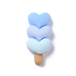 Azul Claro Lindos cabujones decodificados de resina opaca, helado con corazon, alimento de imitación, azul claro, 32x15x8 mm