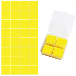 Amarillo Arcilla de pegamento de silicona cuadrada, para kits de pegatinas de pintura de diamante diy, con caja de plástico, amarillo, 25x25 mm, 32 unidades / caja